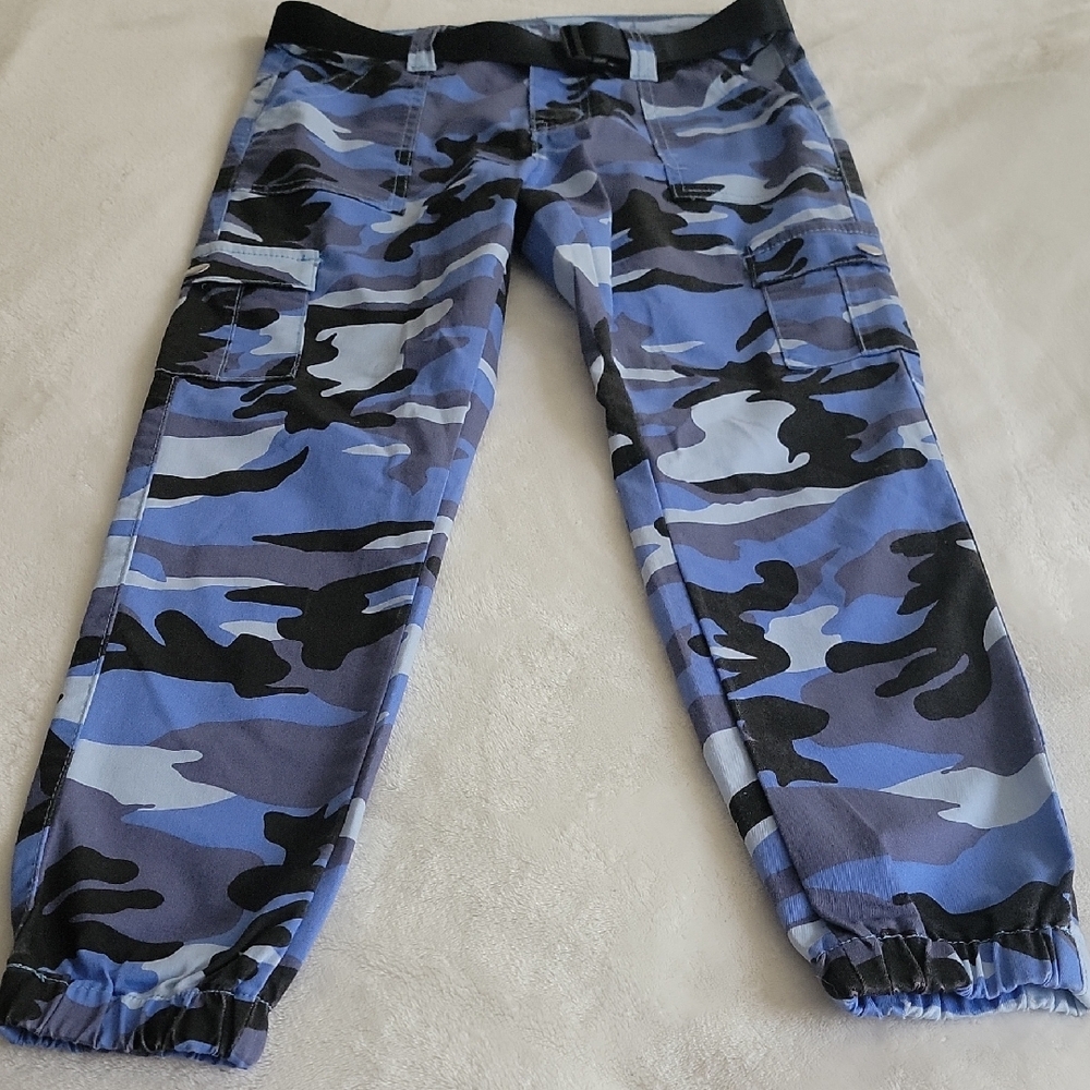 Street Denim Blue Camouflage Jogger Pants